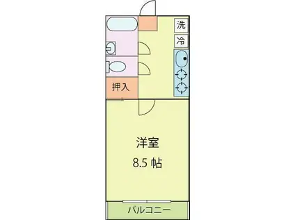 A K B杉谷6(1K/1階)の間取り写真