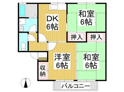 コスモスハイツ同道D(3DK/2階)の間取り写真