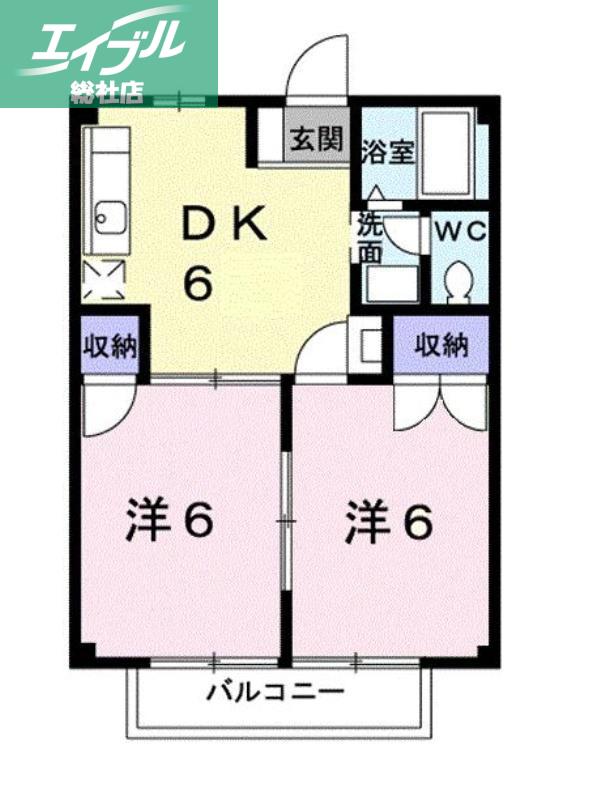 ニューシティ小野B(2DK/2階)の間取り写真