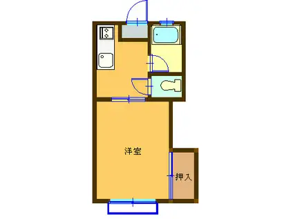 コーポ鎌田A(1K/2階)の間取り写真