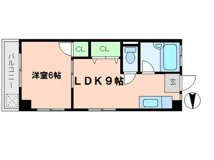 ハイツ高康(1LDK/4階)の間取り写真