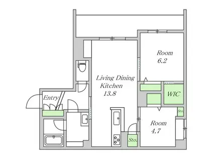 シャーメゾン クレスト ライフ(2LDK/1階)の間取り写真