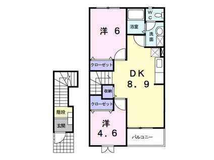 ル・シエルI(2DK/2階)の間取り写真