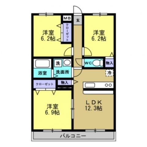 プライベート・フォレスト(3LDK/2階)の間取り写真