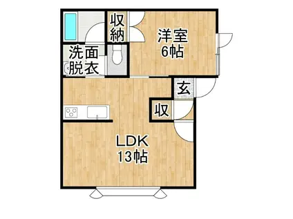 PLUSI(1LDK/1階)の間取り写真