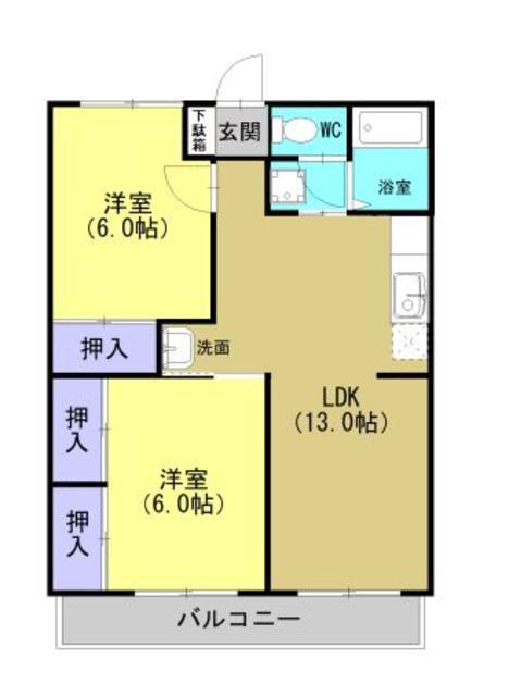クオリティ清風(2LDK/3階)の間取り写真