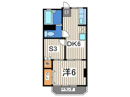 野毛山パーク・マンション(1SDK/3階)の間取り写真