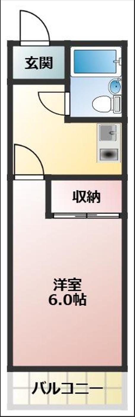 ホワイトビラハヤシ(1K/3階)の間取り写真