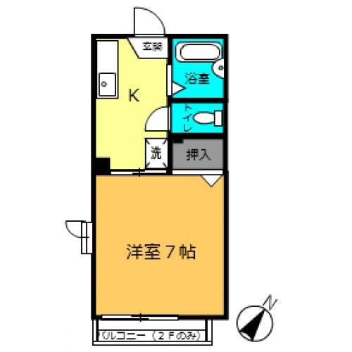 Tラアム(1K/2階)の間取り写真