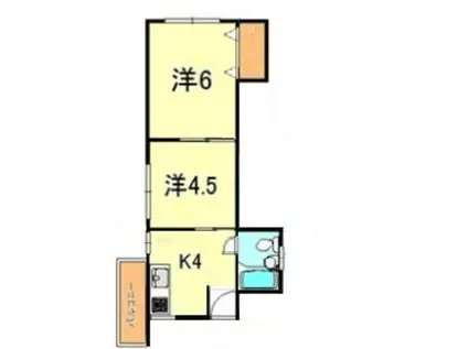 シャトー御影(2K/4階)の間取り写真