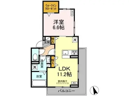 リッツハウスII(1LDK/2階)の間取り写真