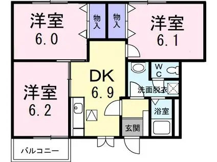 カボティーヌ(3DK/1階)の間取り写真