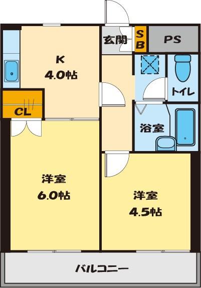 エルドラド文(2K/5階)の間取り写真