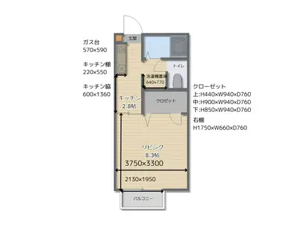 パルク・エスペランス(1K/1階)の間取り写真