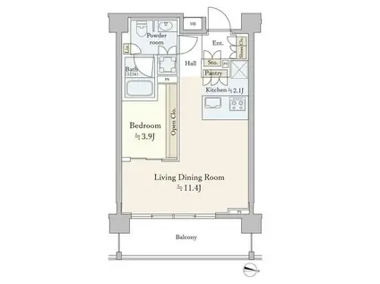 イクサージュ目黒(1LDK/3階)の間取り写真