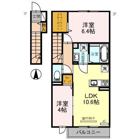 D-ROOM社II(2LDK/2階)の間取り写真