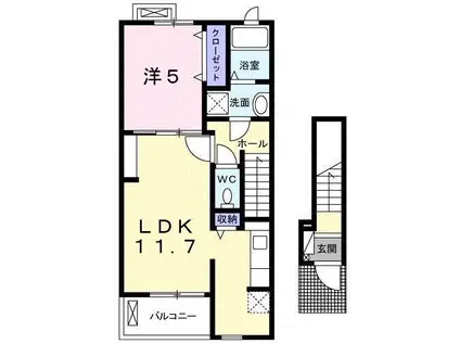 HJ レジデンスII(1LDK/2階)の間取り写真