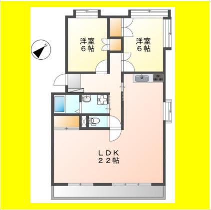 グランディー長谷(2LDK/2階)の間取り写真