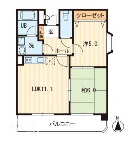 ホープTOMO(2LDK/5階)の間取り写真