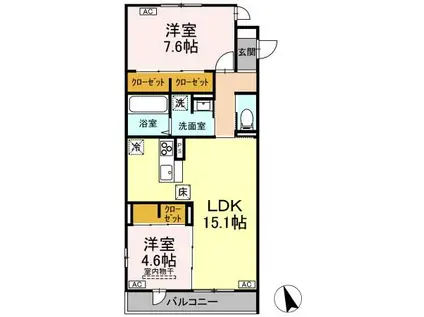 FORENA荒井(2LDK/1階)の間取り写真