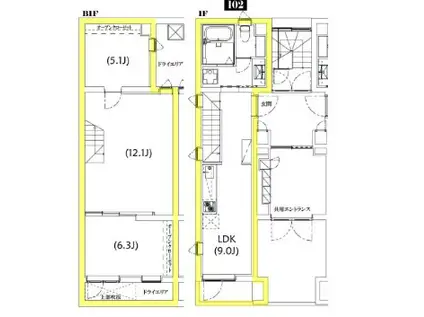 TS RESIDENCE 白金高輪(2LDK/B1階)の間取り写真
