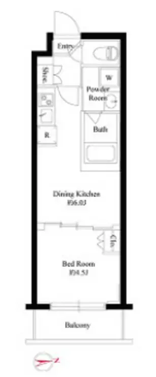 ハーモニーレジデンス新宿四谷 5階階 間取り