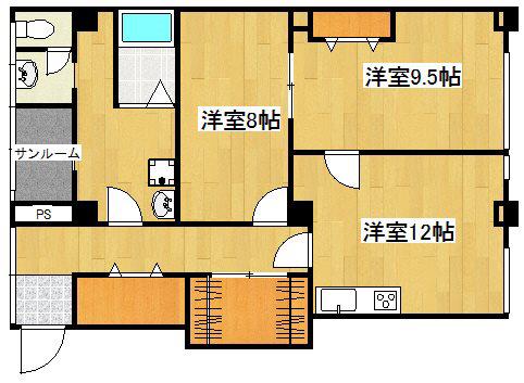 和田ビル(2LDK/2階)の間取り写真