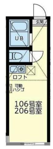 ユナイトNOBAヘーゼルナッツ(ワンルーム/2階)の間取り写真