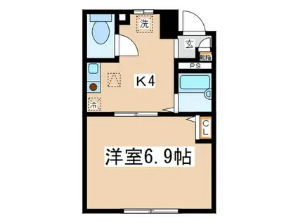 BELLヴィラージュ・ME(1K/1階)の間取り写真