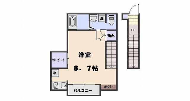 衣笠レジデンス(1K/2階)の間取り写真