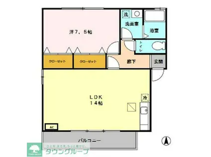 グランメールC(1LDK/1階)の間取り写真
