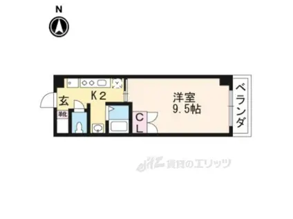 EAU DE VIE槇島(1K/4階)の間取り写真