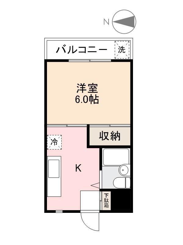 カマノハイツ(1K/3階)の間取り写真
