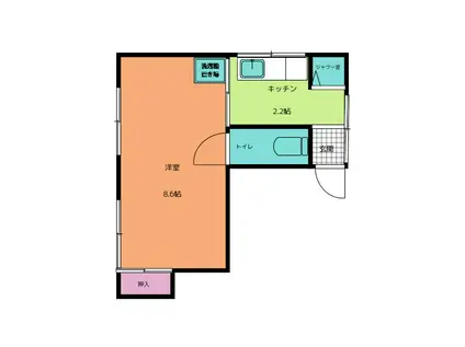 やすらぎ荘(1K/2階)の間取り写真