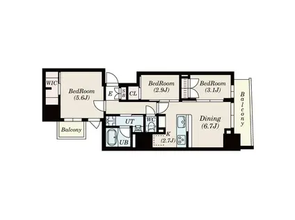 MFPRコート日本橋馬喰町(3DK/5階)の間取り写真