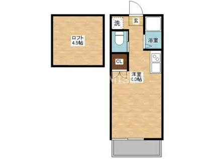 ディノ三原A棟(ワンルーム/1階)の間取り写真