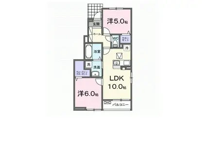 ステーション大美野(2LDK/1階)の間取り写真