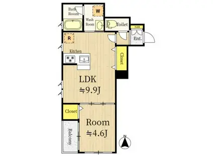 BELNATIO(1LDK/1階)の間取り写真