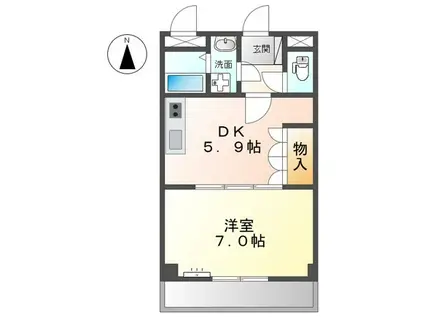 プランドール(1DK/2階)の間取り写真