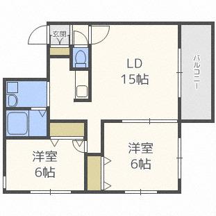 グランディール南5条(2LDK/4階)の間取り写真