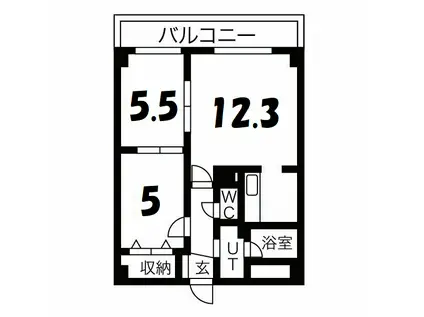 イーストウォール(2LDK/3階)の間取り写真