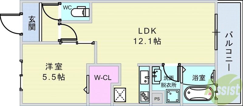 メゾンサフィール(1LDK/1階)の間取り写真