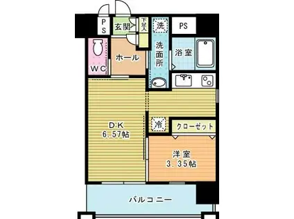 フェリシエ馬借(1DK/10階)の間取り写真