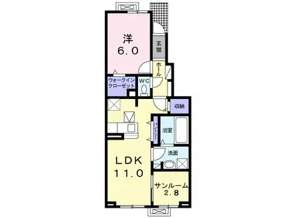 サフィールB(1LDK/1階)の間取り写真