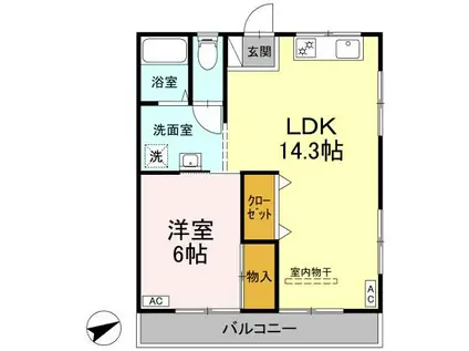 ハイツ・タイチ II棟(1LDK/2階)の間取り写真