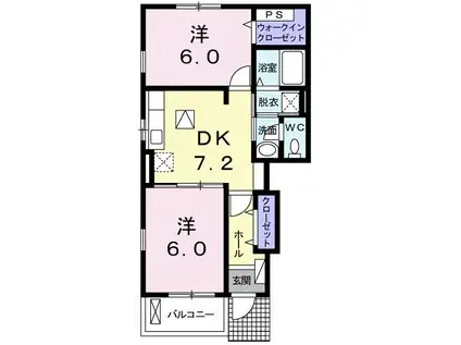 LILY BELL(2DK/1階)の間取り写真