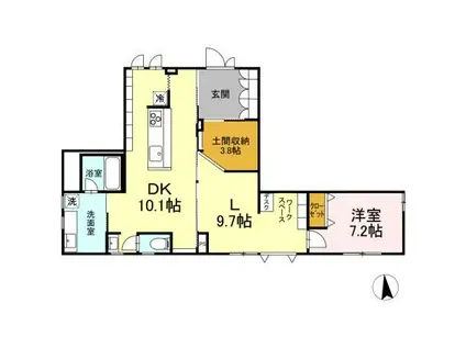 グランドソレーユ MON REFUGE(1LDK/1階)の間取り写真