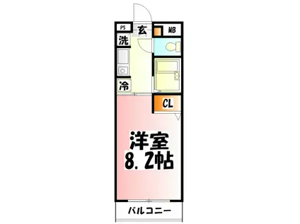 カルムワン(1K/1階)の間取り写真