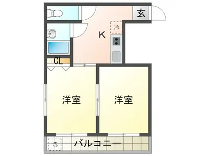 オーナーズマンション西明石(2DK/2階)の間取り写真