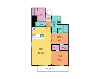 MYS CASETTA KOKURA -ミースカセッタ小倉-(2LDK/4階)の間取り写真